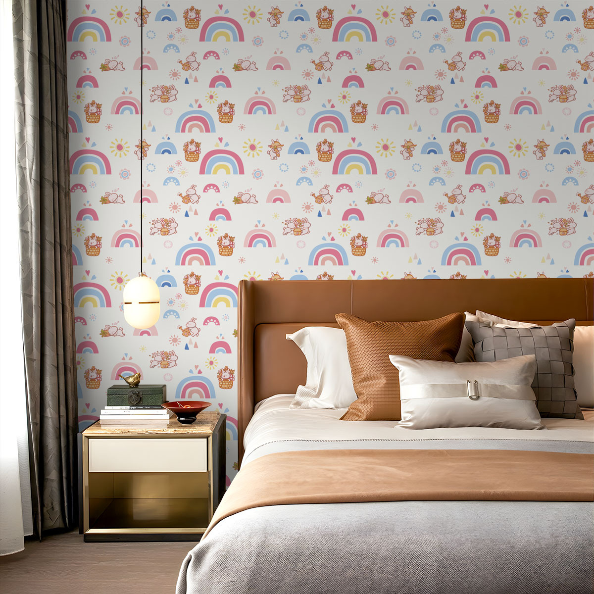 Boho Rainbow Kids Stick and Pe - Baby Nursery Peel And Stick Wallpaper recensie en prijs