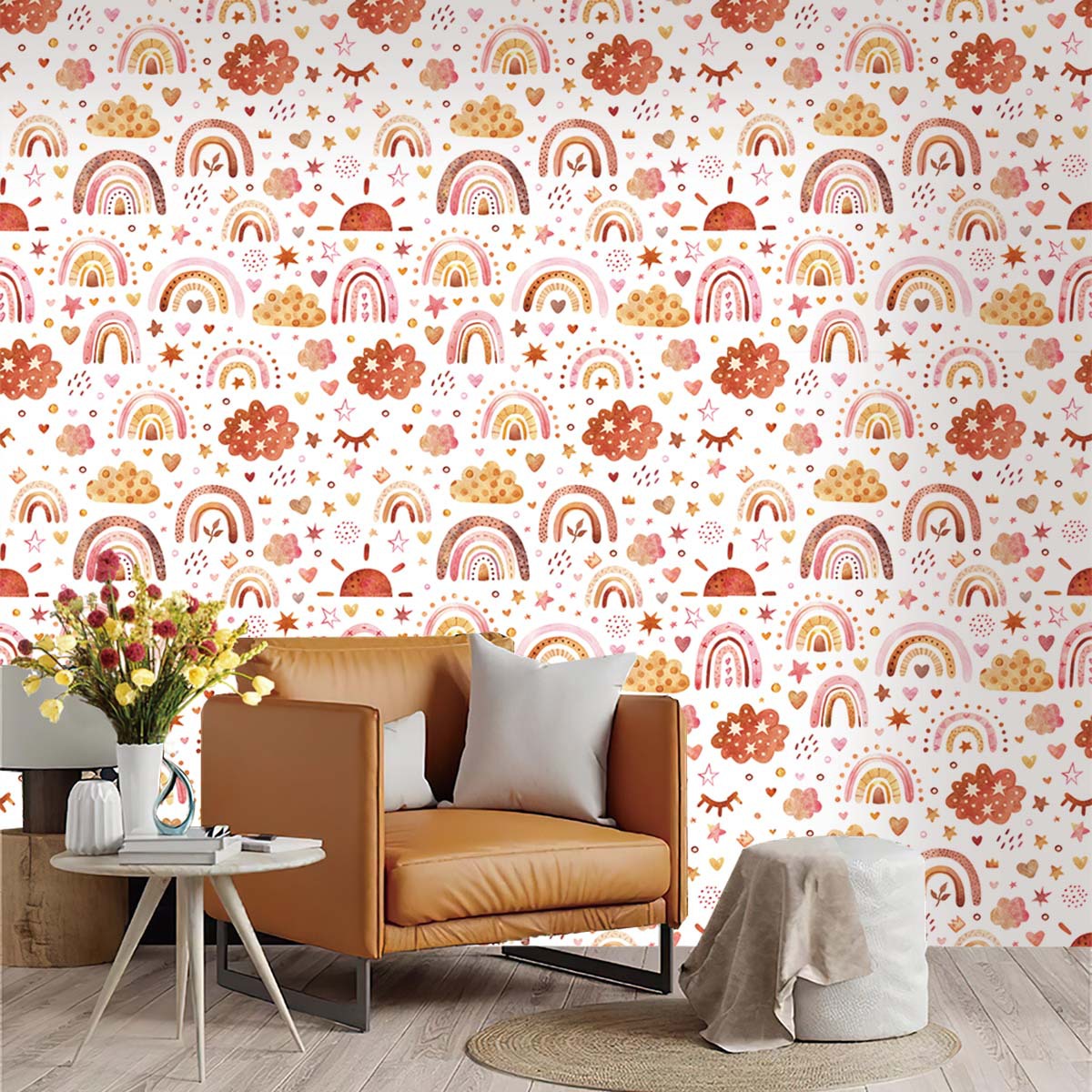 Boho Rainbow Kids Stick and Pe - Baby Nursery Peel And Stick Wallpaper recensie en prijs