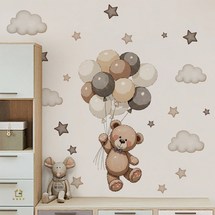 Schattige teddybeer muursticke - Baby Nursery Wallpaper recensie en prijs