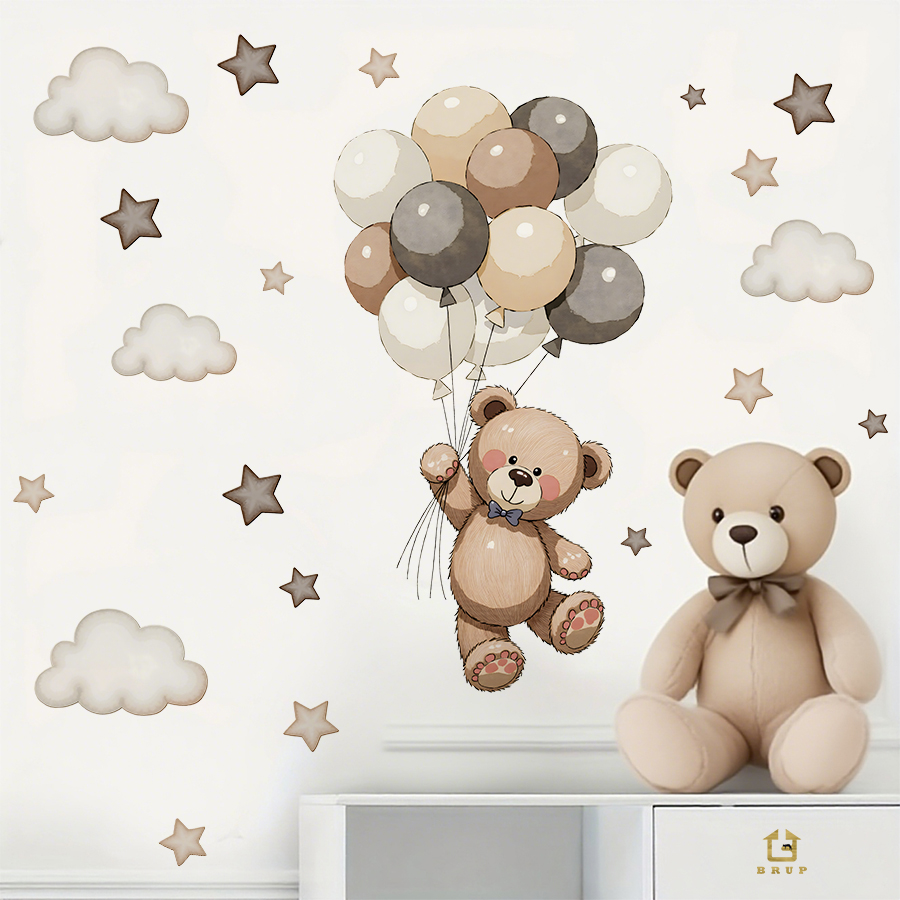 Schattige teddybeer muursticke - Baby Nursery Wallpaper recensie en prijs