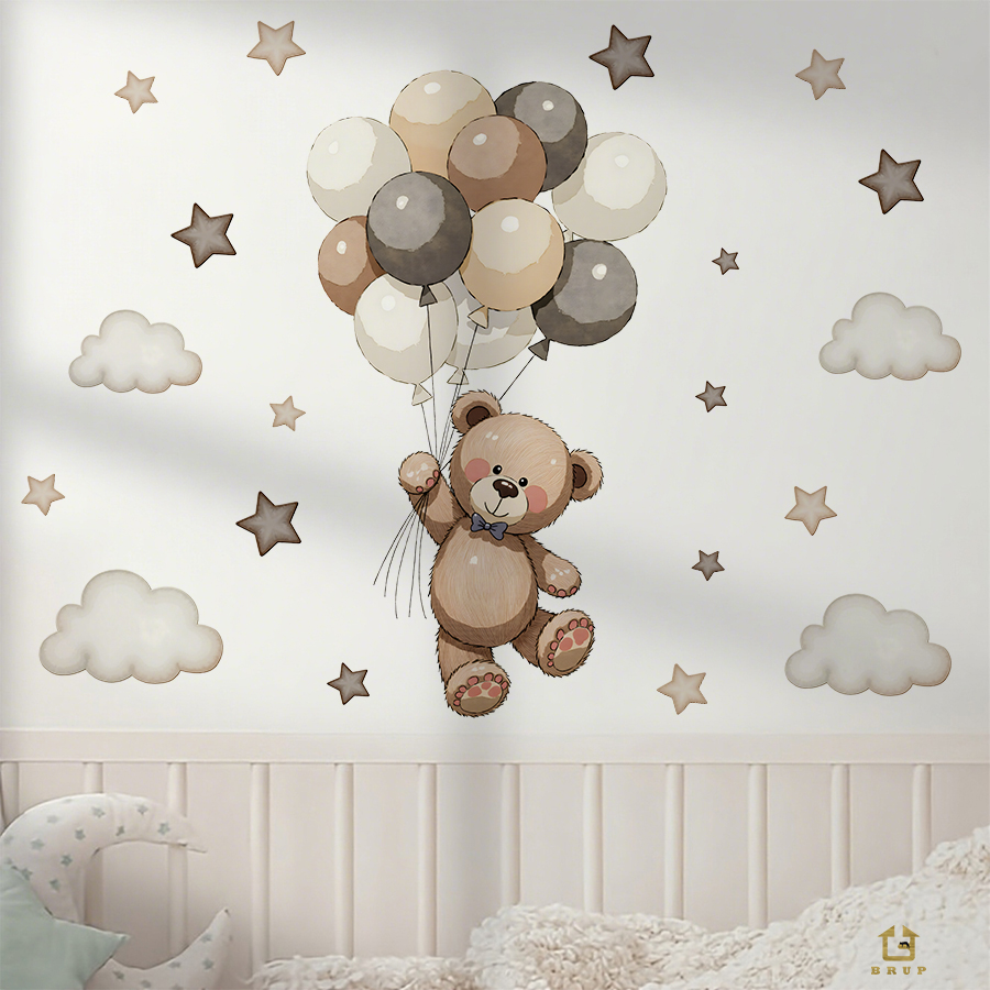 Schattige teddybeer muursticke - Baby Nursery Wallpaper recensie en prijs