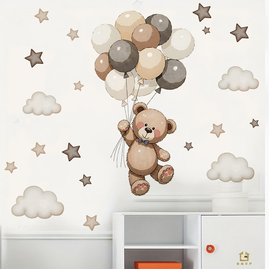 Schattige teddybeer muursticke - Baby Nursery Wallpaper recensie en prijs