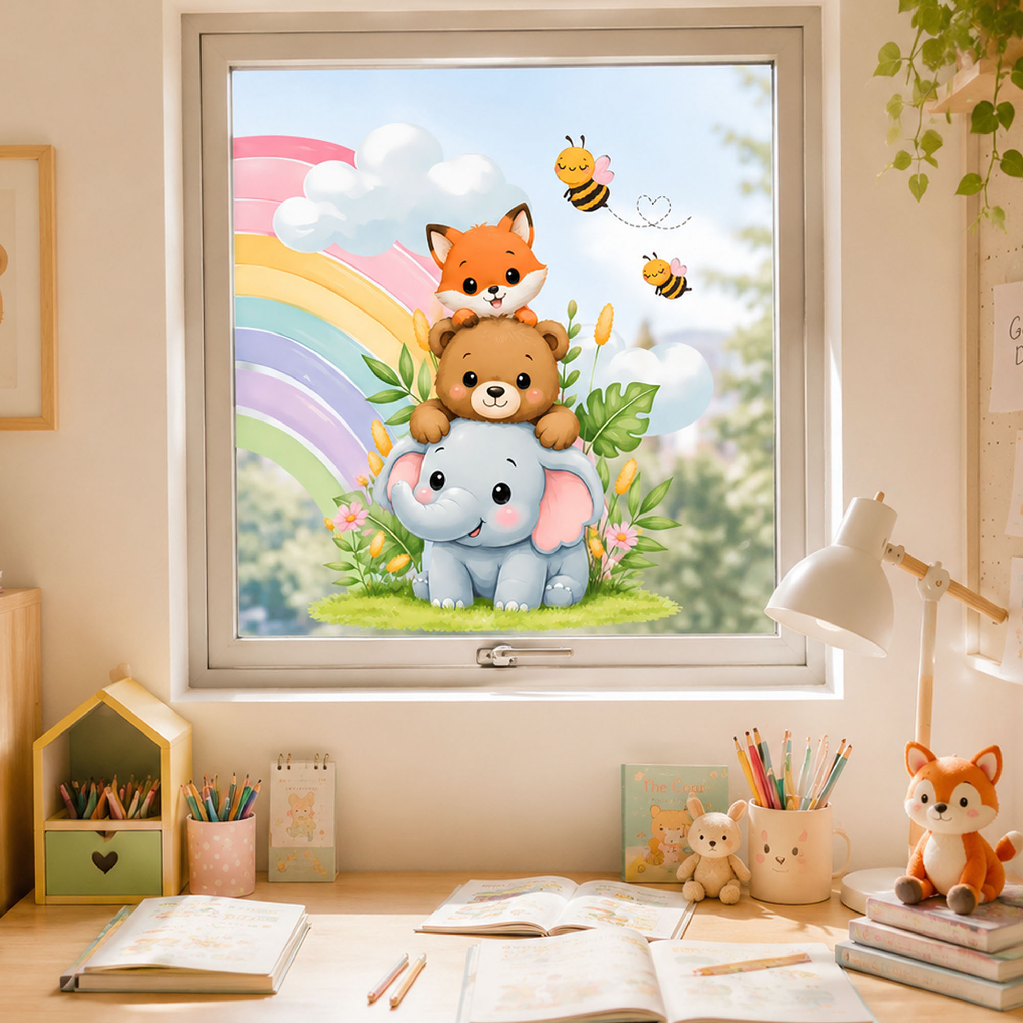 Leuke olifant beer vos raamfol - Baby Nursery Wall Stickers recensie en prijs