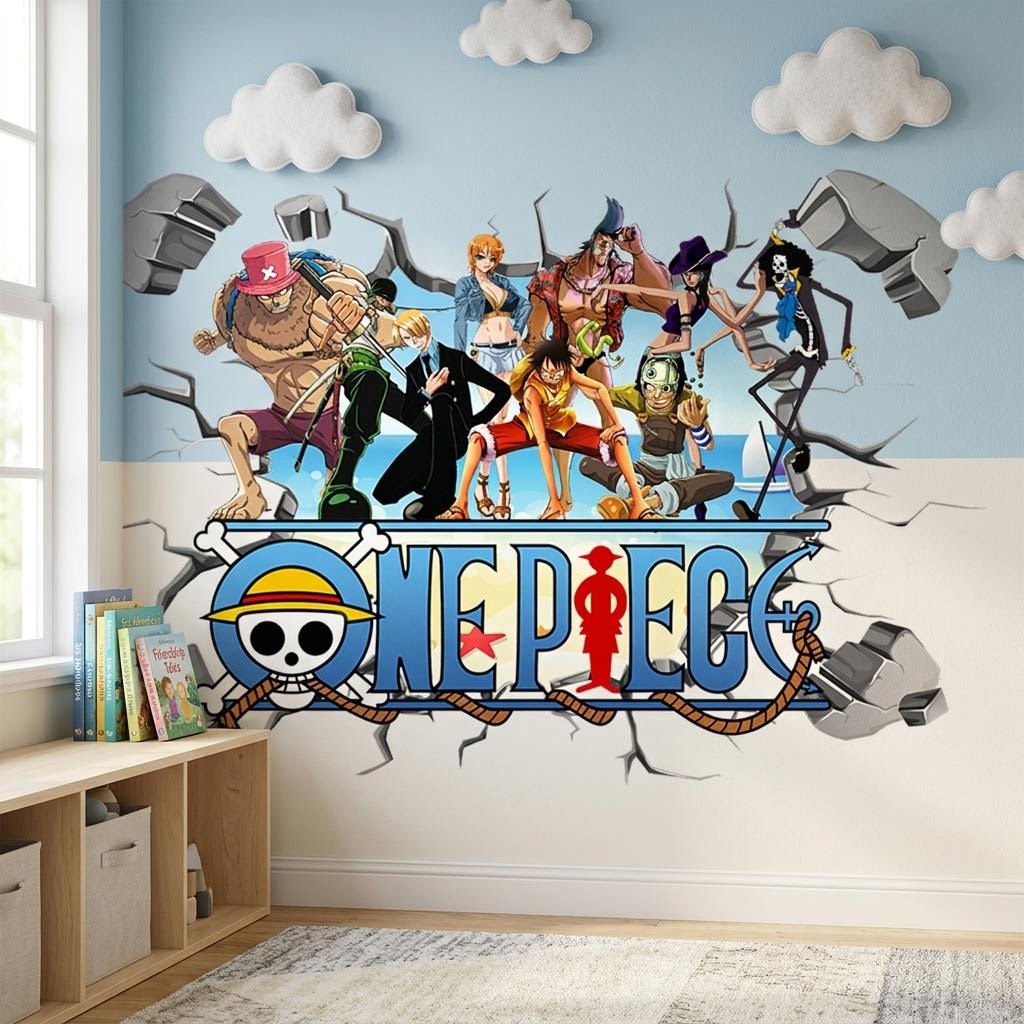 Cartoon One Piece Luffy 3D-muu - Baby Nursery Vinyl recensie en prijs