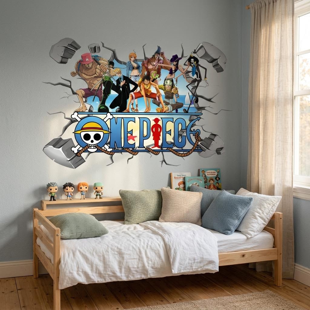 Cartoon One Piece Luffy 3D-muu - Baby Nursery Vinyl recensie en prijs