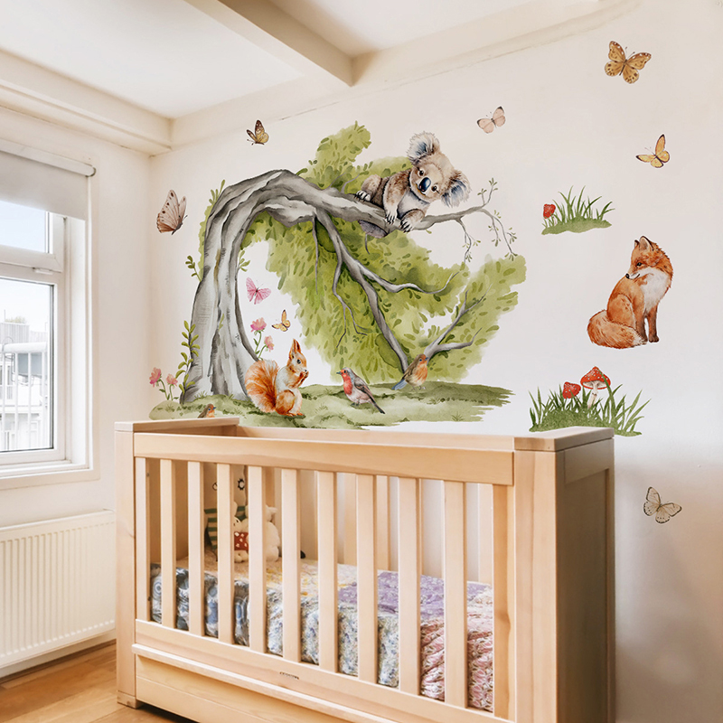 Jungle grote boom dieren muurs - Baby Nursery Jungle Animals recensie en prijs