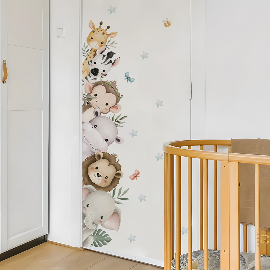 Deurstickers aquarel schattige - Baby Nursery Jungle Animals recensie en prijs