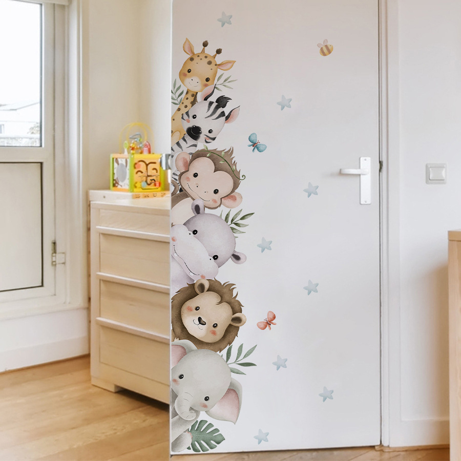 Deurstickers aquarel schattige - Baby Nursery Jungle Animals recensie en prijs